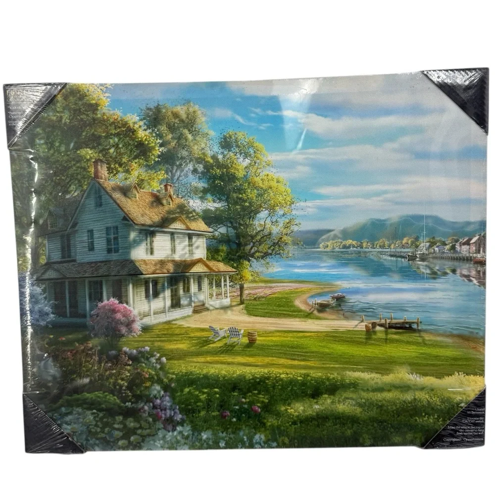 Vintage Harbor & Riverside Estate 16x20 Light-Up Canvas Battery-Operated Art
